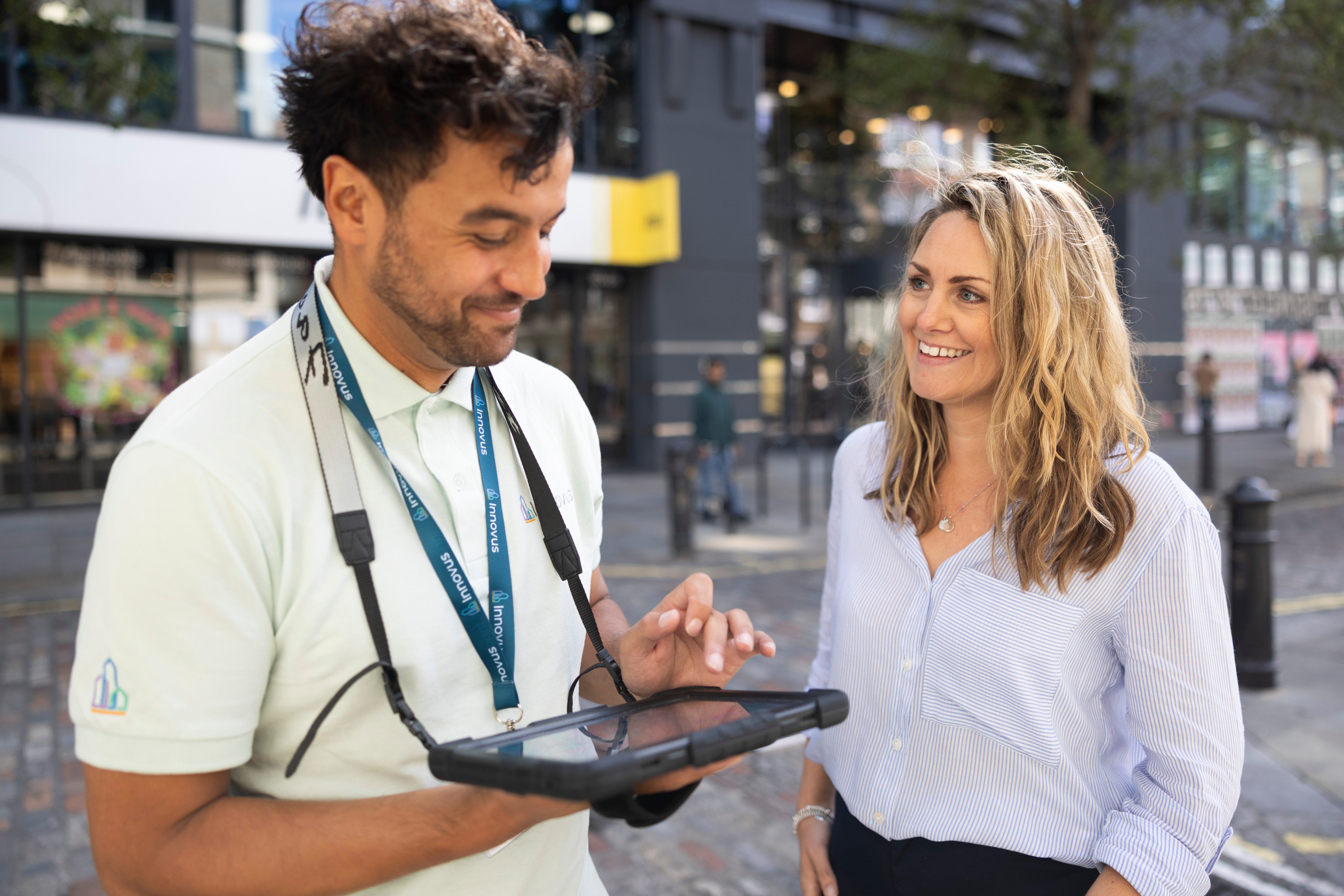 business discussion outside