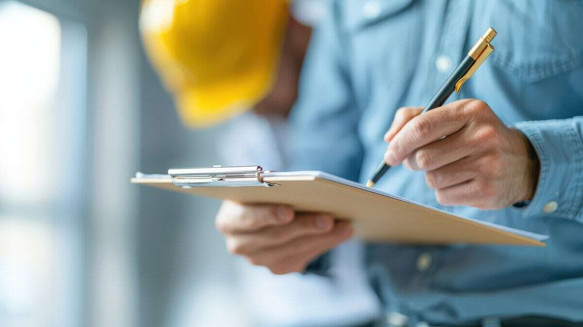 construction worker note taking